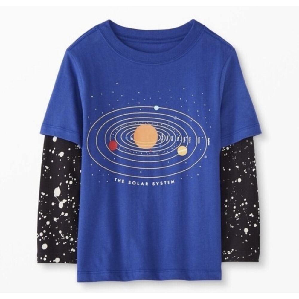 Hanna Andersson NIB Faux Layered Long Sleeve Graphic Tee. Size 2 / 85